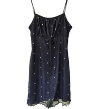 Forever 21 Black Slip Dress White Star Print Women's Small Adjustable Straps