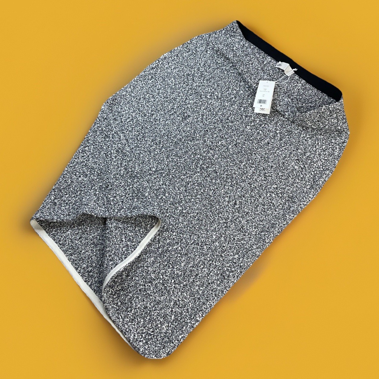 Tory Burch Tweed Pencil Skirt Black Truffle Elastic Waist Knit Women Sz XL NWT