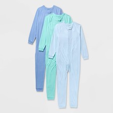 Kids' 3pk Adaptive Reversible Union Suit - Cat Jack Light Blue/Dark