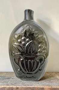 Antique Bottle Cornucopia Flower Urn Historical Flask Pontiled Olive Pictorial