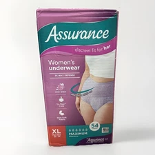 Assurance Maximum Absorbency Underwear, Women's, XL, 54 Count (Pant Size 22-34)