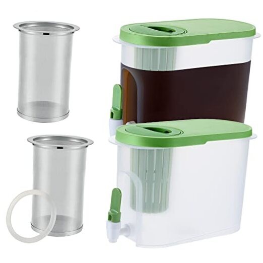 1 Gallon Plastic Cold Brew Coffee Maker And 2 Green