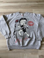 Vintage Betty Boop Personal Best Runner Graphic Crewneck Sz L Gray 90s Pullover