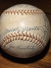 1955 New York Yankees Team Signed Baseball Japan Tour, Mickey Mantle, Yogi Berra