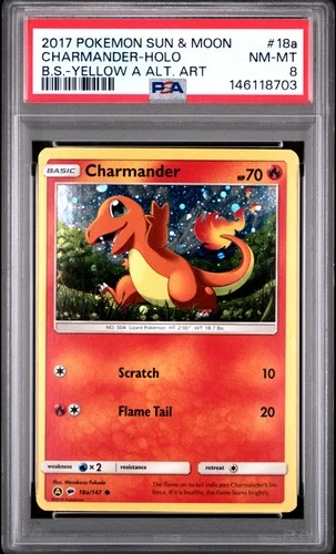2017 POKEMON SUN & MOON BURNING SHADOWS #18A CHARMANDER-HOLO PSA 8