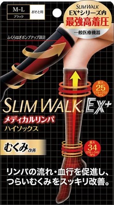 SLIMWALK  Lymph High Socks Black M-L Swelling Elastic Stockings