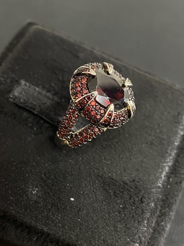 NATURAL GARNET 8X10 GARNET DIAMOND CUT STERLING SILVER 925 RING EARRING - 第 10/13 張圖片
