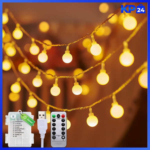 Lichterkette 6M 40LED Warmweiß Batterie USB Timer 8 Modi FüR Innen Garten-image