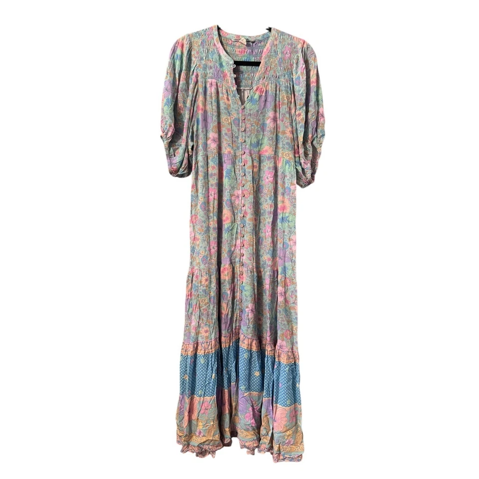 MAXI VESTIDO HECHIZO Y EL GITANO ~ EL CARRIL DEL HIBISCO BOTÓN A TRAVÉS M Foto 2 de 4