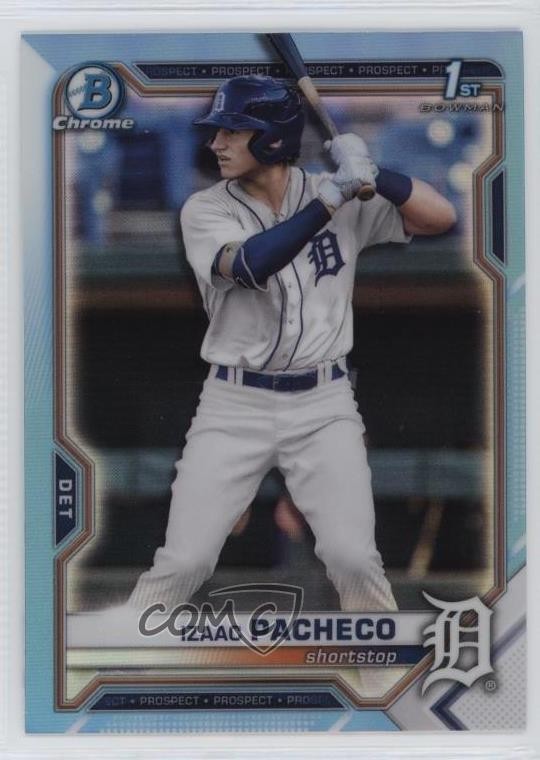 2021 Bowman Draft Chrome Sky Blue Refractor Izaac Pacheco #BDC-46 3ff