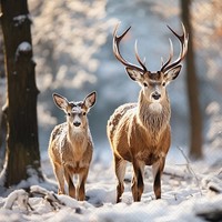 20 Servietten Deer In The Forest Hirsch Kitz Tiere Wild Jagd Winter Deko 33X33Cm