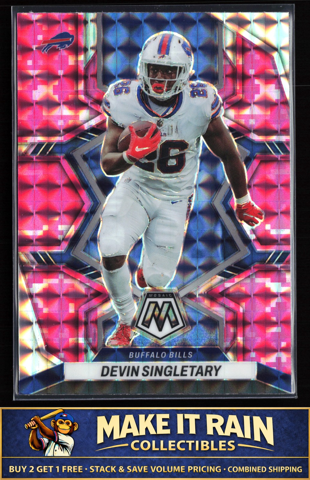 Devin Singletary 2022 Panini Mosaic Mosaic Camo Pink #24 Buffalo Bills Football