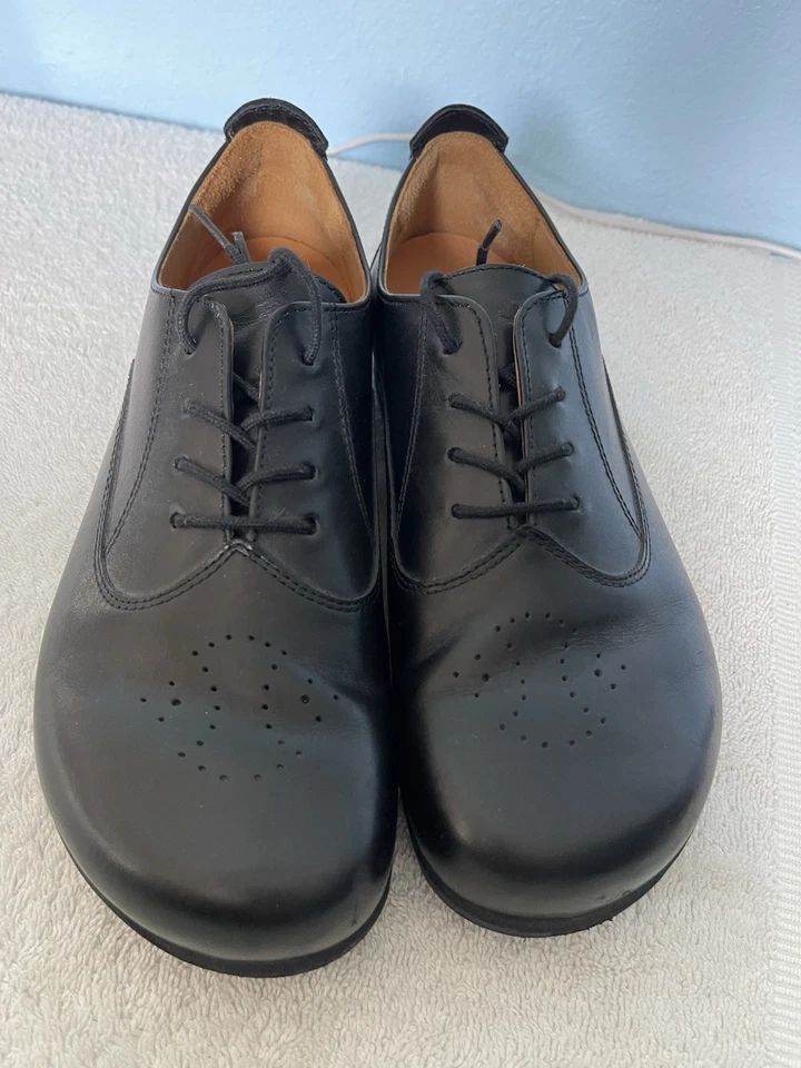 Footprints by Birkenstock Alhambra Oxford Lace-Up Shoes Black Leather Comfort Or - Image 2 of 4