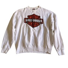 Harley-Davidson Vintage Y2K Unisex XL 1995 White Crewneck Sweatshirt Made In USA