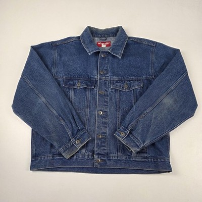 Wrangler Jacket Mens XL Blue Denim Trucker Classic Button Front Pockets Casual
