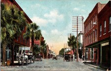Palatka Florida Lemon Street South Horse Carriage Antique Postcard