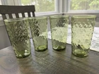 4 Vintage Anchor Hocking Avocado Green Ribbed Swirled Ice Tea Glasses