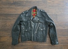 True Vintage 1950s D-Pocket Leather Motorcycle Jacket Rockabilly Biker Mens Sm