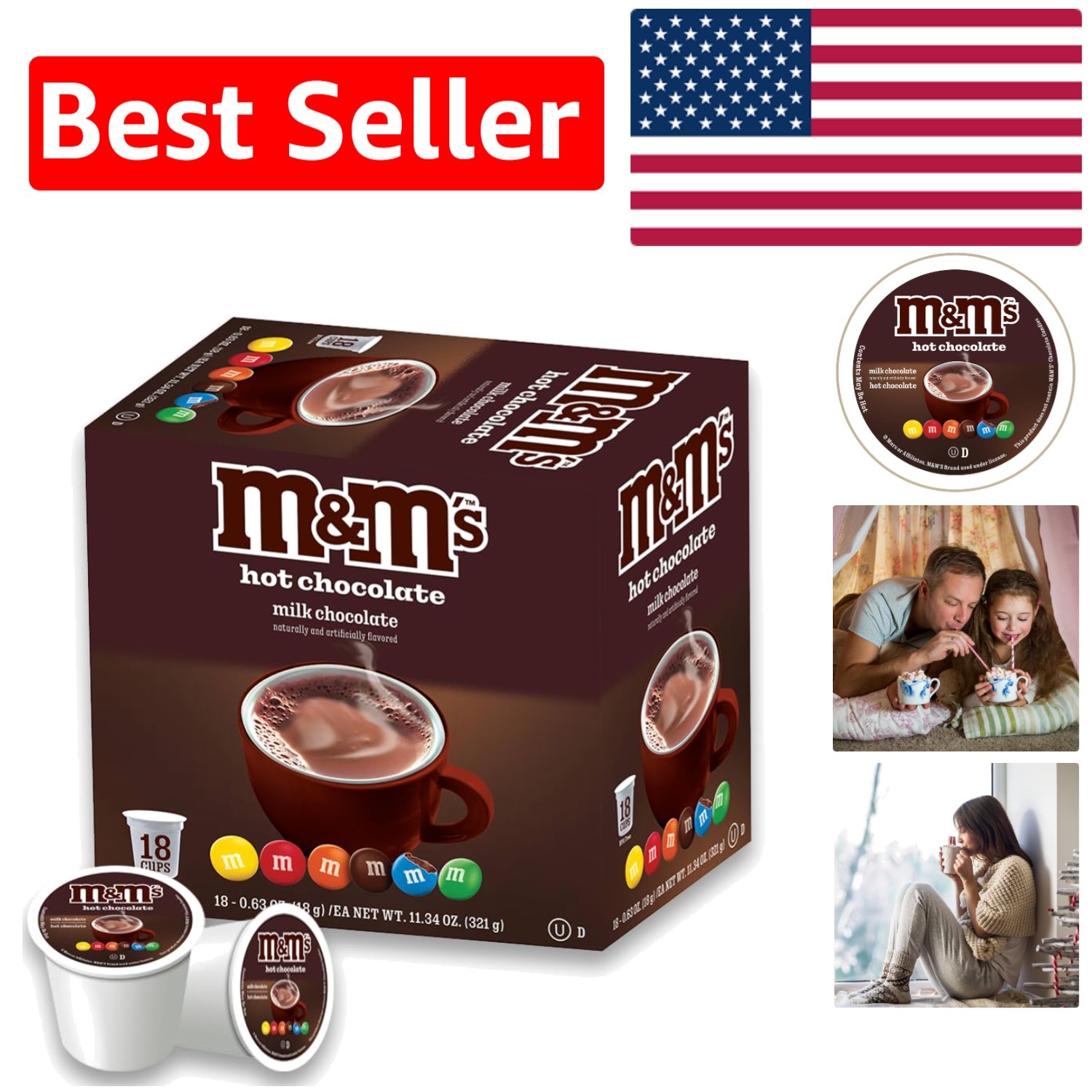Warm Up with Milk Chocolate M&M Hot Cocoa Pods - 18 BPA-Free Individual Servings