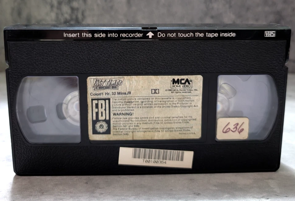 FAST TIMES AT RIDGEMONT HIGH VHS. First release Rainbow MCA - TESTED! - Image 3 of 3