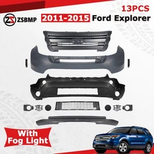 Front Bumper Grille Assembly For 2011-2015 Ford Explorer Complete w/ Fog Lights