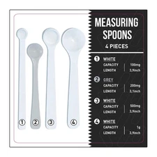 Dosing Spoon | Milligram Measuring Spoons Set of 4 | Exact Dosing 100Mg, 200Mg,