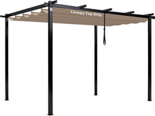 10' X 10' Pergola Shade Cover for Outdoor Retractable Durable Fabric Canopy Repl