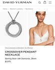 David Yurman 26mm Sterling Silver Crossover Pendant Necklace 36" — photo 4