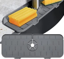 Kitchen Faucet Sink Splash Guard Gray Silicone Drain Pad Water Catcher Mat