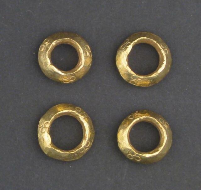 Brass Ethiopian Wollo Rings 18mm Set of 4 African Large Hole Handmade