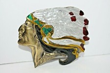 1976 Native American Indian Chief Belt Buckle Limited Edition D350 USA