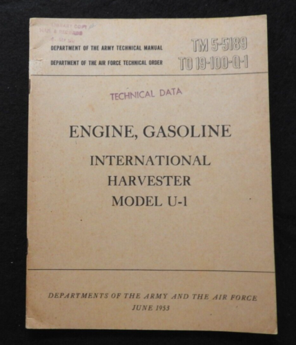 1953 International Harvester Modello U-1 Gas Motore Servizio Manuale Coreano War