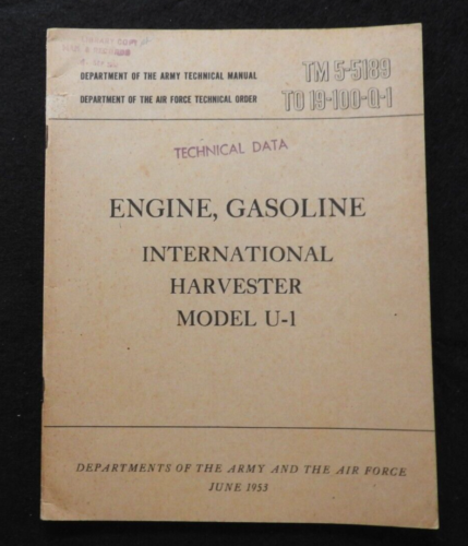 1953 INTERNATIONAL HARVESTER MODEL U-1 GAS ENGINE SERVICE MANUAL KOREAN WAR NICE - Picture 1 of 4