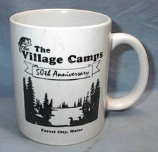 FOREST CITY MAINE VILLAGE CAMPS EAST GRAND LAKE SOUVENIR COFFEE MUG CHECKED CHIP