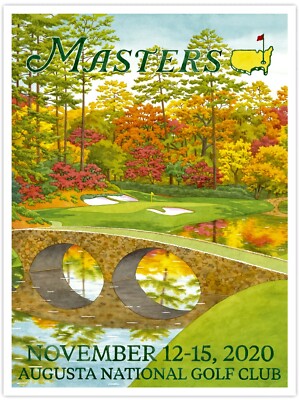 Official 2020 Masters Tournament Augusta National Golf Poster Dustin Johnson  