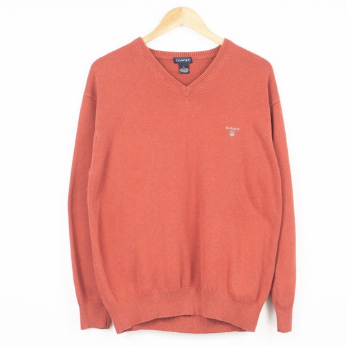 GANT V-Neck Jumper Sweater Red Cotton 