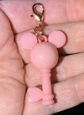 Large Pink Acrylic Mickey Mouse Key Charm Zipper Pull  Keychain Add On Clip