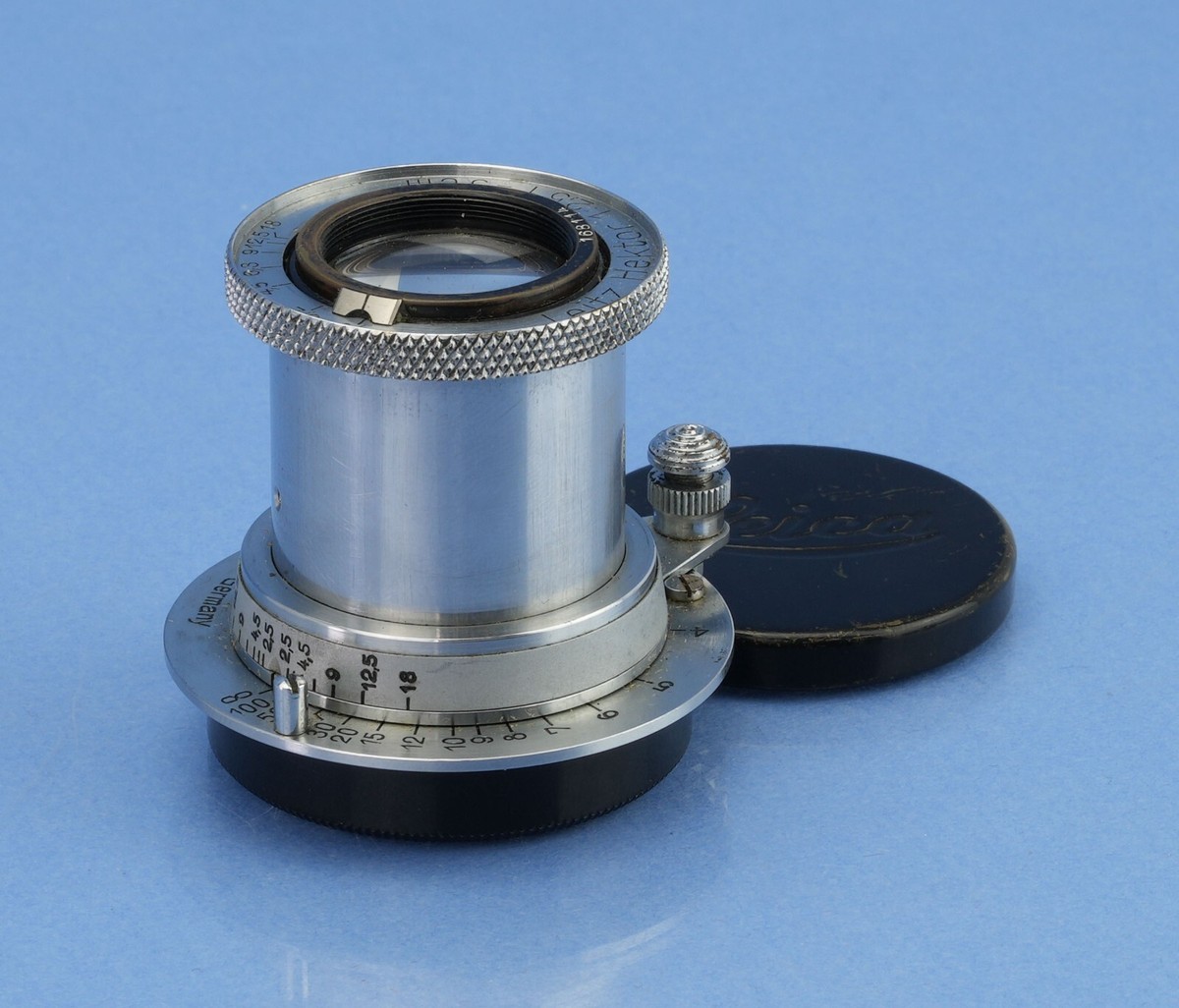 LEICA LEITZ HEKTOR 50MM F2.5 RARE CHROME 7 OCLOCK SM LENS +BLACK