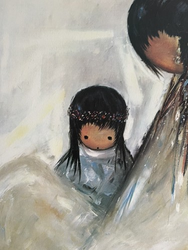 VTG Degrazia Navajo Mother & Child On Cavas 24” By 24” Estate Painting - Picture 7 of 14