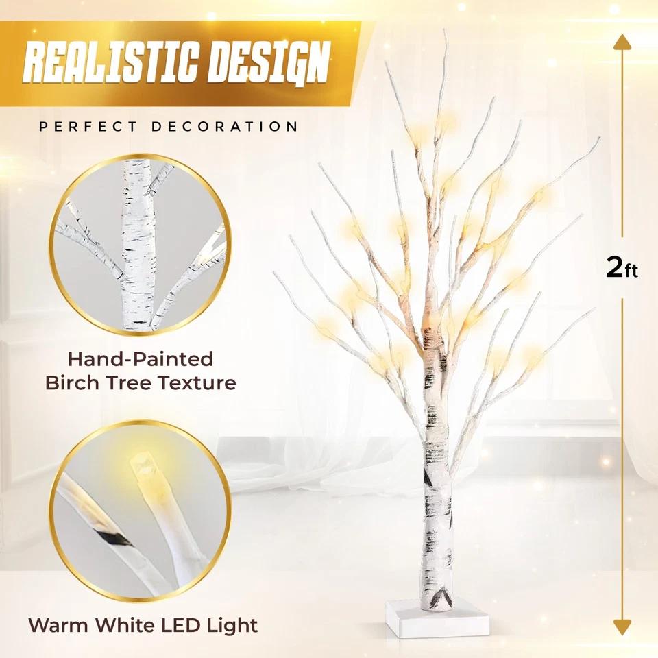 LED Twig Birch Table Tree 2FT/60cm Light Up Branch Lights Desktop Dinner Lamp UK - Image 3 of 4