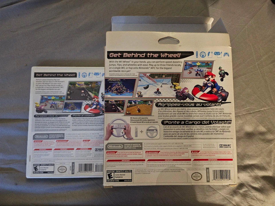Mario Kart Wii Big Box CIB Bundle with 4 Wii Wheels - Complete in Box - Image 3 of 4