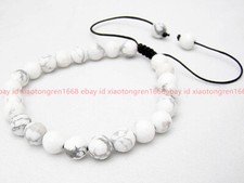 Handmade Fashion Men's Bracelet 8/10/12MM White Turquoise Gems Beads 7.5 Inch