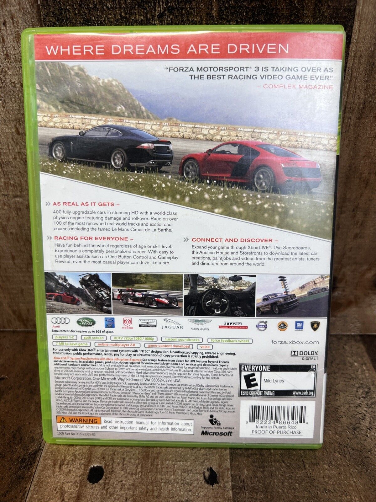 Forza Motorsport 3 (Microsoft Xbox 360, 2009) W/ Manual & Tested