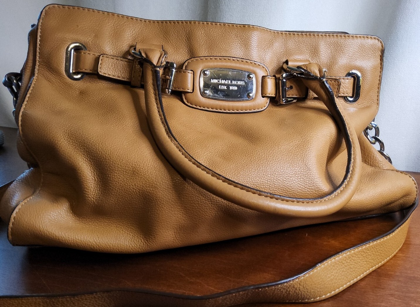 Authentic Michael Kors collection Large Cognac le… - image 1