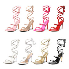 Women's Glamorous Tie-Strap Square Toe Stiletto Heel Sandals for Evening party