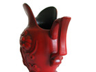 Vintage RARE Royal Haeger red ceramic floral black interior pitcher/vase #8145 — photo 3