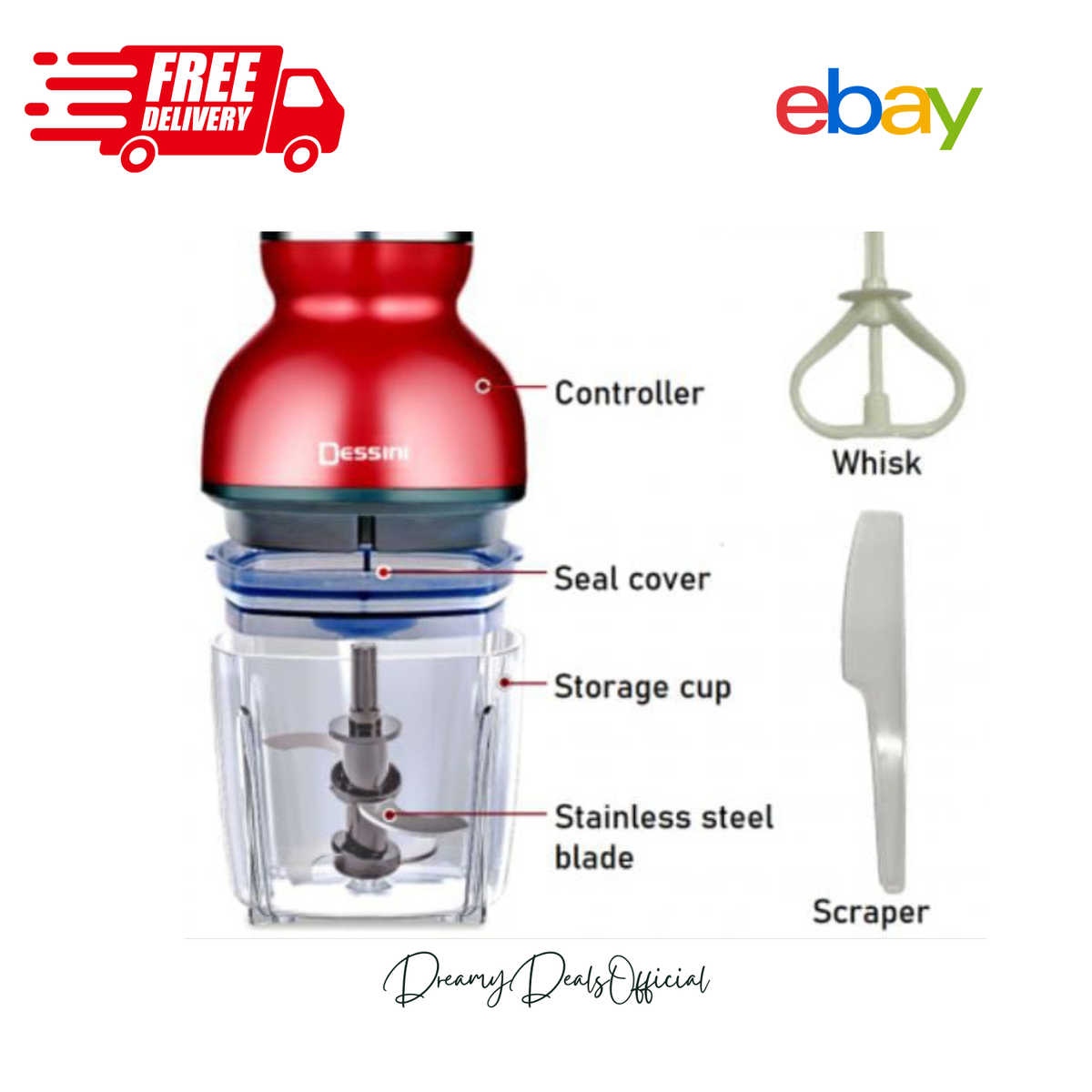 Ready Stock] DESSINI Food Chopper Mixer Multi-Function Free