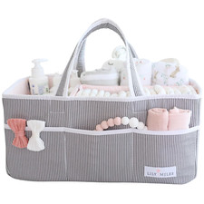 Baby Diaper Caddy Organizer-Girl Nursery Storage Basket Bin - Baby Item - Large