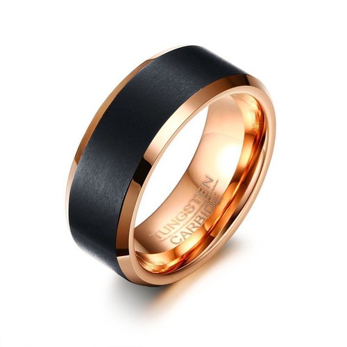8MM Rose Gold Tungsten Carbide Ring Men's Wedding Jewelry Black Brushed Sz 7-12 - Picture 11 of 14