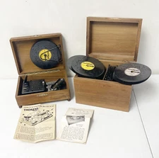 Vintage Thorens 30 Note Swiss 4.5" Disc Music Box w/ 25 Disc ~ Free Shipping
